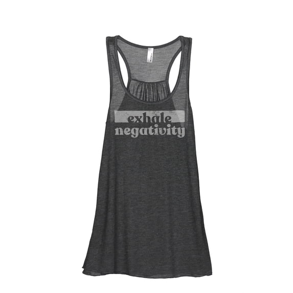 Exhale Negativity Women's Fashion Sleeveless Flowy Racerback Tank Top Charcoal Grey Large
