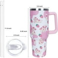 thumbnail image 3 of 40 oz Cute Strawberry Cow Tumbler with Handle and Straw, Stainless Steel Insulated Cup with Lid and Straw, Travel Mug Water Bottle, Gifts for Women, 3 of 6