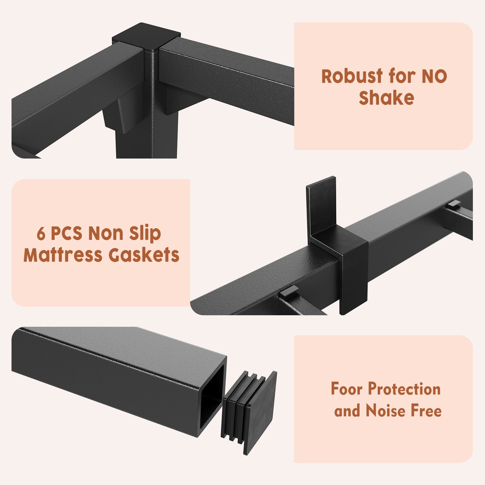 800 lbs Heavy Duty Metal Platform Bed Frame Queen Size, No Box Spring, Easy Assembly