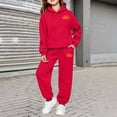 thumbnail image 2 of Zylarhe Kids Print Hoodie Toddler Boys Girls Sweatshirt Outfit Casual Two Piece Set Red 10-11 Years, 2 of 4
