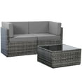 thumbnail image 3 of Danrelax 3 Piece Outdoor Patio Furniture Set, Outdoor Sectional Conversation Furniture Chair with Coffee Table,Patio Sectional for Garden,Backyard(Grey Cushions and Grey PE Rattan), 3 of 8