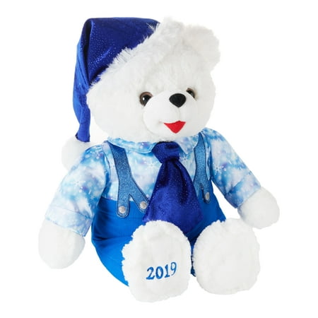 Holiday Time 2019 Snowflake Teddy Bear, Blue Tie (Best Christmas Beer 2019)
