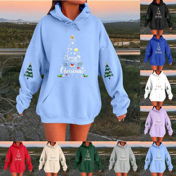 CAIXIA Oversized Hoodies for Women Pullover Cozy Loose Fit Fall Long Sleeve Tops Novelty Print Oversized Sweatshirts for Women with Kangaroo Pocket Fall Clothes