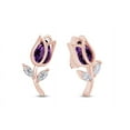 thumbnail image 2 of Pear & Marquise Shape Simulated Amethyst & White Cubic Zirconia Stud Earrings In 14k Rose Gold Over Sterling Silver, 2 of 5