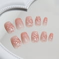 thumbnail image 3 of Uñas postizas adhesivas RUPOFUZA cortas cuadradas rosa con fuegos artificiales, 24 piezas, 3 of 8
