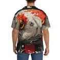 thumbnail image 3 of Lsque Abstract Red Koi Fish Art print Men's Cuban Collar Short Sleeve Shirt Summer Beachwear Casual Button Down Fashionable Vacation Leisure Shirt-X-Large, 3 of 7