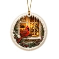 thumbnail image 2 of Christmas Tree Ornaments with 3-Inch Acrylic Cardinal Design Featuring Festive Winter Window Scene, Rustic Christmas Decor for Cozy Holiday Home Styling, Cute White Elephant, 2 of 6