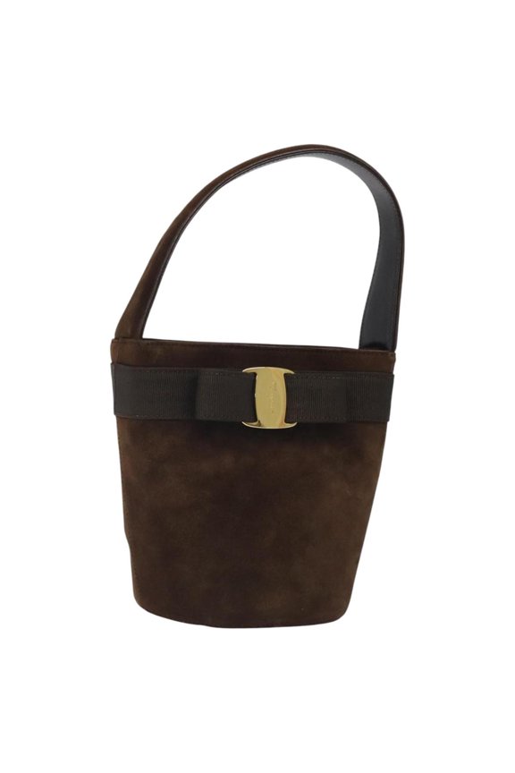 Pre-Owned Salvatore Ferragamo Vala Handbag Suede Brown Suede Handbag