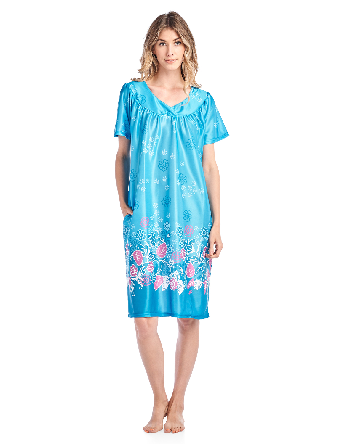 Casual Nights Women's Short Sleeve Muumuu Lounger Dress - image 5 of 5