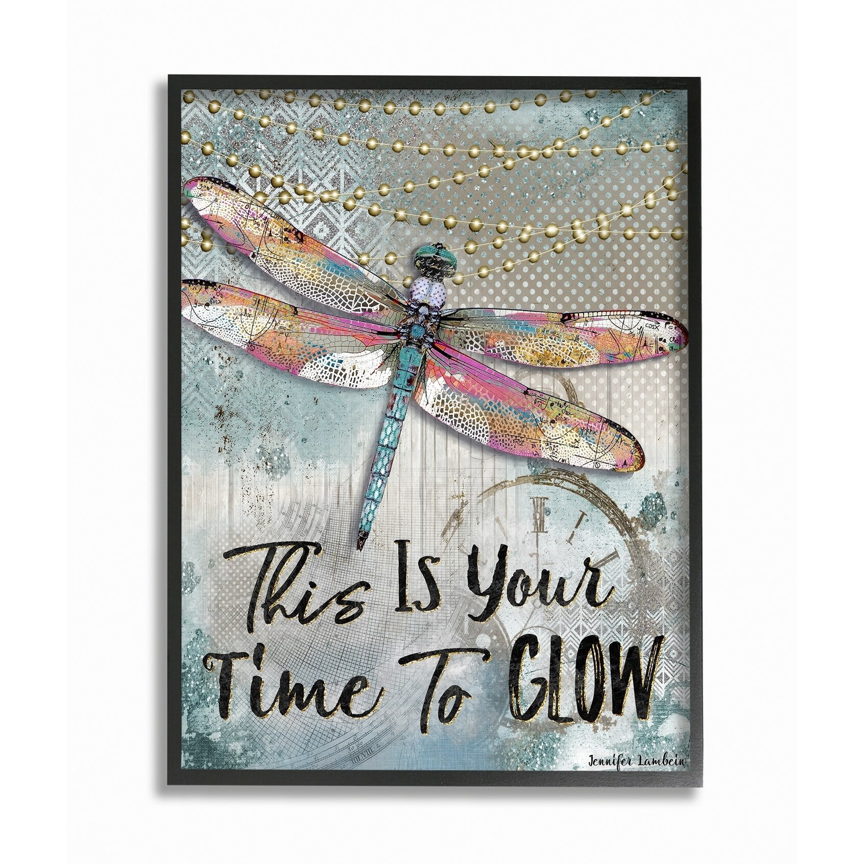 Stupell IndustriesBlue Lights This Is Your Time To Glow Inspirational DragonflyFramed Wall Art by Jennifer Lambein