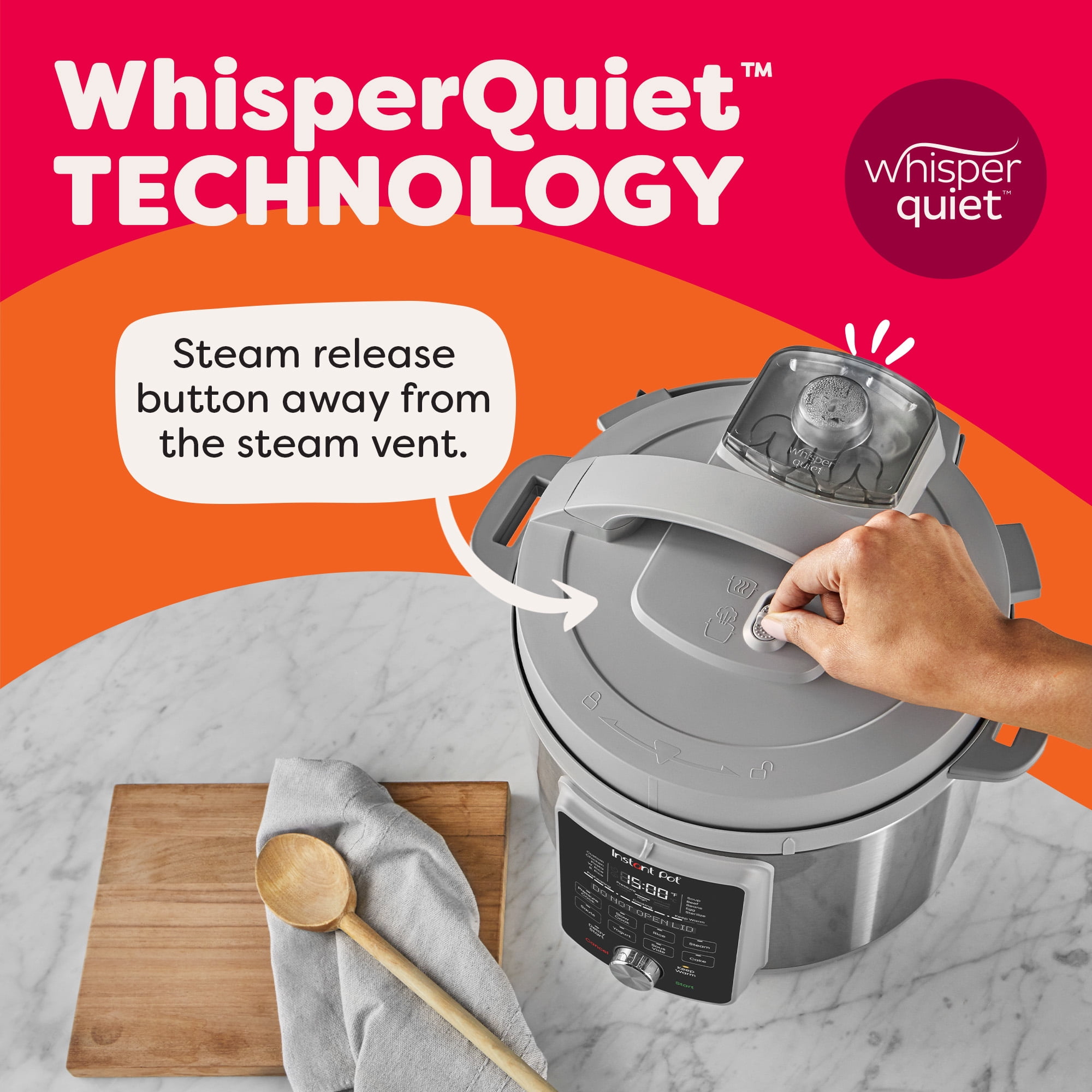 Instant Pot 8Qt Duo Plus 9-in-1 Multi-Cooker with Whisper-Quiet Steam Release, Pressure Cooker, Slow Rice Cooker, Steamer, Sauté, Yogurt Maker, Warmer & Sterilizer, Stainles Steel