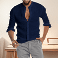 thumbnail image 2 of Mens Casual Long Sleeve Linen Shirts Buttons Down Solid Plain Roll-Up Sleeve Summer Beach Shirts (Size S-5XL), 2 of 4