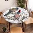 thumbnail image 5 of Bird Tree Branch Leaves Elastic Fitted Round Table Cover Vintage Postmark Waterproof Outdoor Tablecloth for Holiday Party, Picnic, Patio & Dining Fits Tables Up to 36"-44", 5 of 8
