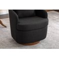thumbnail image 4 of Oversized Swivel Accent Chair for Living Room, 360° Swivel Barrel Modern Chair Comfy Linen Upholstered Armchair with Soild Wood Round Brown Base for Bedroom, Dark Gray, 4 of 9