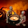 thumbnail image 4 of FastXmas Halloween Skull Tealight Holders, 3.5" Resin Human Skeleton Design Candlestick, Gothic Style Votive Tea Light Candle Holder Desktop Crafts Halloween Decorations for Table Centerpiece Party, 4 of 9