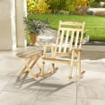 thumbnail image 3 of Spaco 2 Pieces Wood Patio Bistro Set for Outdoor as Backyard, Lawn, Garden, Outdoor Rocking Chair Set with Armrests and High Back Rocking Chair and Portable Side Table, Natural, 3 of 11