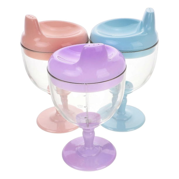 3pcs 180ml Toddler Wine Glass Sippy Cups No Spill Toddler Sippy Cups Reusable Drinking Cups Reusable Kid Water Bottle with Scales