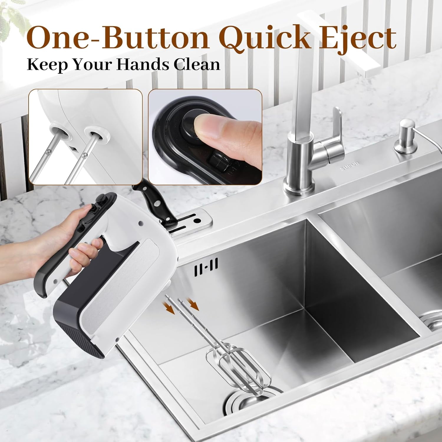5-Speed Electric Hand Mixer with Turbo, 800W Kitchen Food Mixer for Baking & Cooking