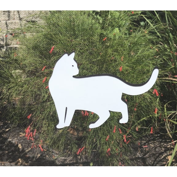 DCentral® Family Cat Flexible Vinyl Safety Screen Magnets: Double-Sided. White-Easier to See . Helps Stop Walking into Screens, for Non-RETRACTABLES, W 10" L 10"