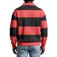 thumbnail image 4 of LEKWK Shirts for Men Striped Waffle-Knit Texture Long Sleeve Shirts Lapel Collar Casual Shirts Vintage Preppy Style Rugby Golf Casual Tops, 4 of 4