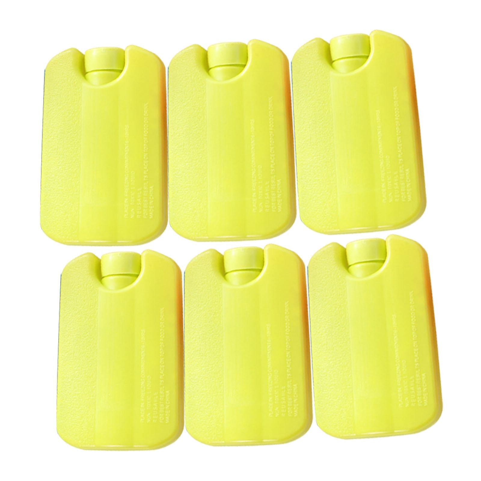 koolsoo 6 Pieces Ice Brick Pack Ice Cooler Blocks for Travel Cool Box Portable Space Saving Refreezable for Home Beach Picnic Fishing Yellow