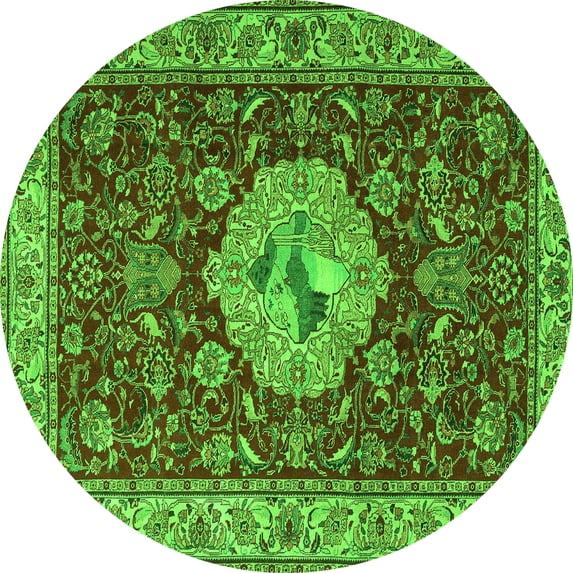 Ahgly Company Indoor Round Persian Green Traditional Area Rugs, 7' Round
