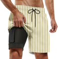 thumbnail image 1 of Summer Striped Loose Fit Beach Shorts for Men with Double Layer Design|Casual Swim Trunks for Everyday Wear|Versatile Summer Bottoms for Surfing and Days, 1 of 4