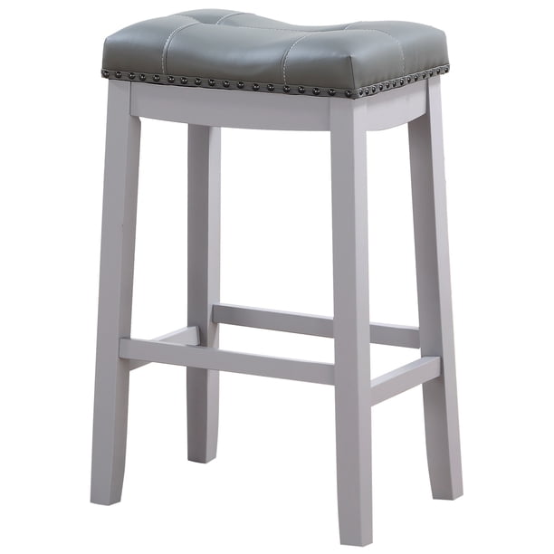 Angel Line Cambridge 29" Padded Saddle Stool-Gray w/ Gray Cushion ...