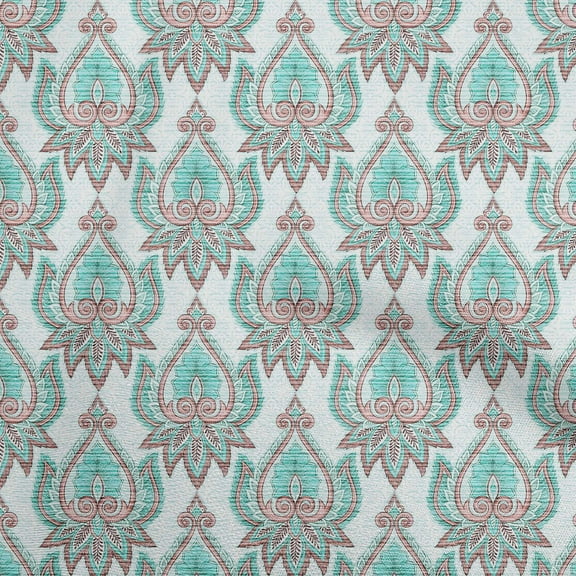 oneOone Polyester Spandex Dusty Teal Green Fabric Asian Traditional Floral With Texture Sewing Craft Projects Fabric Prints By Yard 56 Inch Wide