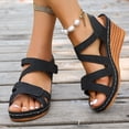 thumbnail image 5 of XUNKUSGA Wedge Sandals for Women Fashion Comfortable Open Toe Ankle Strap Sandals Women Classic Slip-On Arch Support Women Walking Shoes,Black, 5 of 10