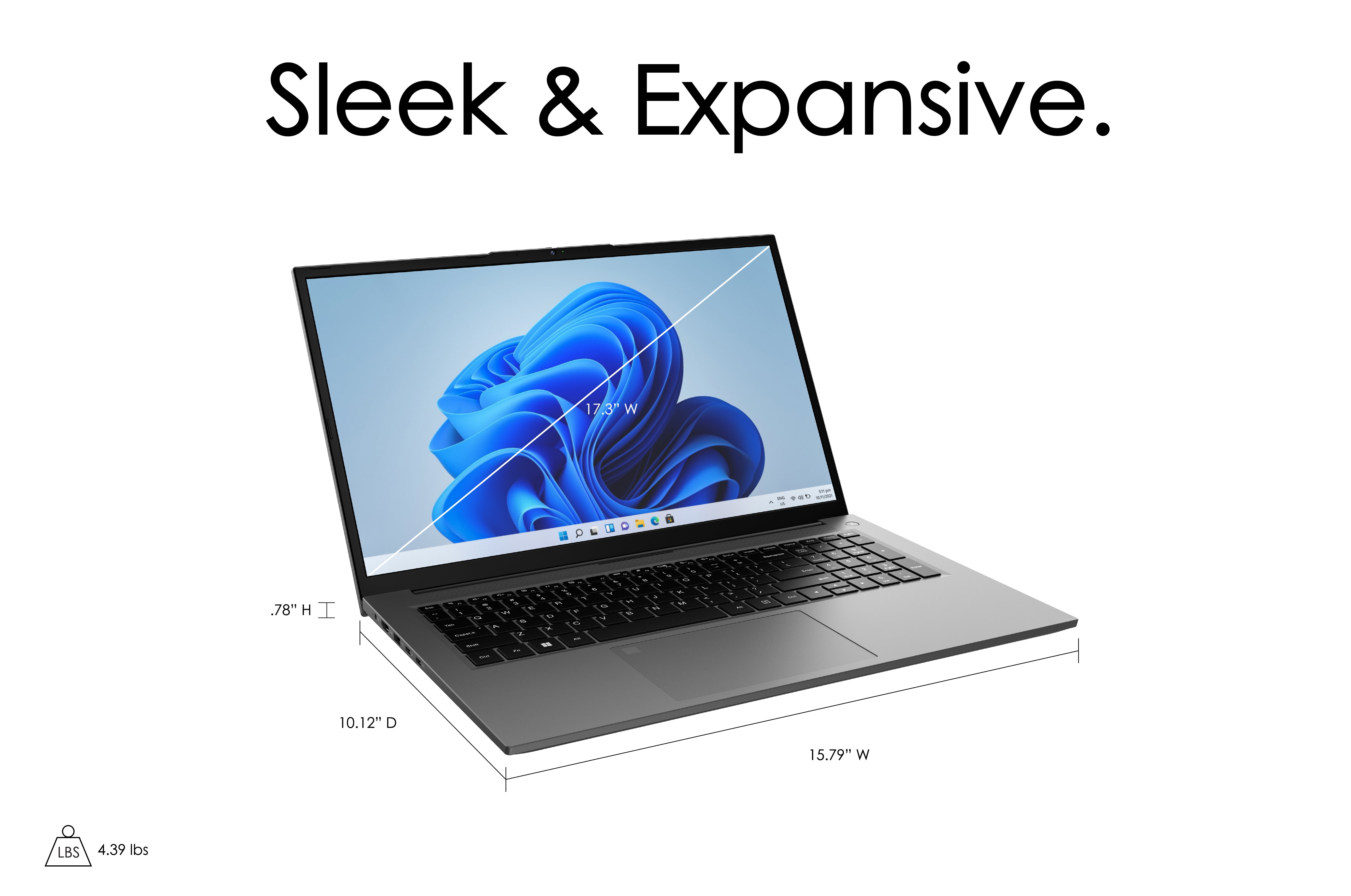 RCA 17.3” Slim Notebook, FHD Resolution, AMD Ryzen 7-5700U, 512GB