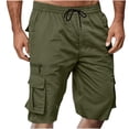thumbnail image 2 of Men Casual Cargo Shorts Multi-Pocket Elastic Waist Drawstring Straight Leg Quick Dry Breathable Lightweight Summer Hiking Workout Beach Vacation Daily Streetwear | AKLJWH,Army Green L, 2 of 9
