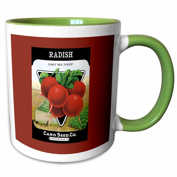 3drose, Radish Early Red Turnip Deep Red Root Vegetable, 11oz Two-tone Green Mug