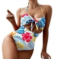 thumbnail image 2 of Maillot de Bain une Pièce pour Femmes avec Sangle Cervicale et Nylon Creux à Taille Haute Séchage Rapide Poignée Souple Poids Léger pour Femmes Maillot de Bain Rouge XL, 2 of 2