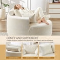 thumbnail image 3 of FFH 55" Oversized Round Chaise Lounge, Cloud Lazy Sofa Chair with Cylindrical Backrest Pillow, Chenille White, 3 of 11
