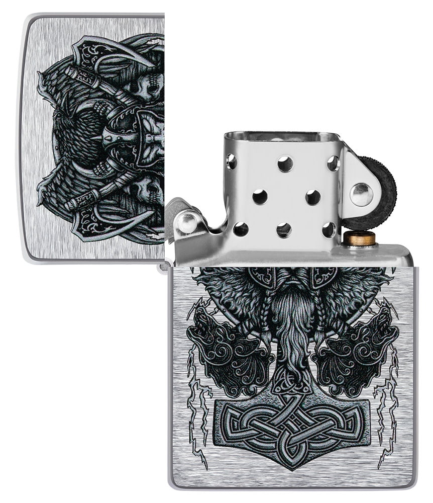 Zippo Viking Design Brushed Chrome Pocket Lighter