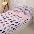 thumbnail image 3 of Manfei Halloween Retro Pixel Halloween Zipper Twin Comforter Sets with Fitted Sheet and 2 Pillowcases, Witch Hat Pumpkin Skull Zipper Bedding Set, Light Purple Black,Pink Reversible,4-Piece, 3 of 6