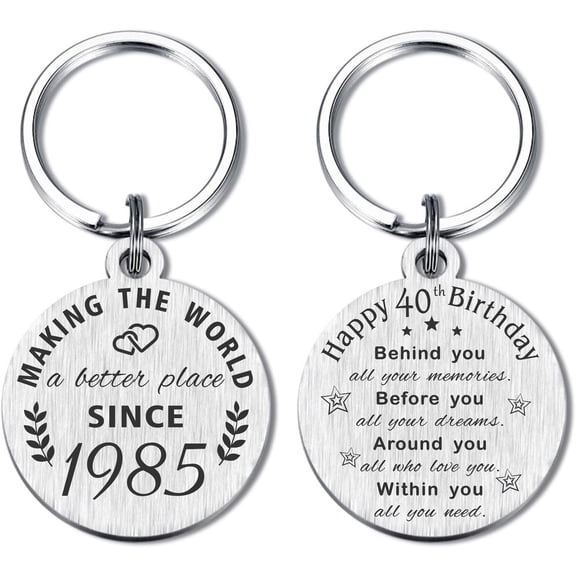 40th Birthday Gifts for Women Men, 40 Year Old Birthday Keychain, Born in 1985 Gifts, 1985 Birthday Decorations