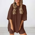 thumbnail image 5 of 2 Piece Lounge Set for Women 2025 Summer Oversized Shirt & Biker Shorts Matching Travel Outfits Matching Clothing, 5 of 6