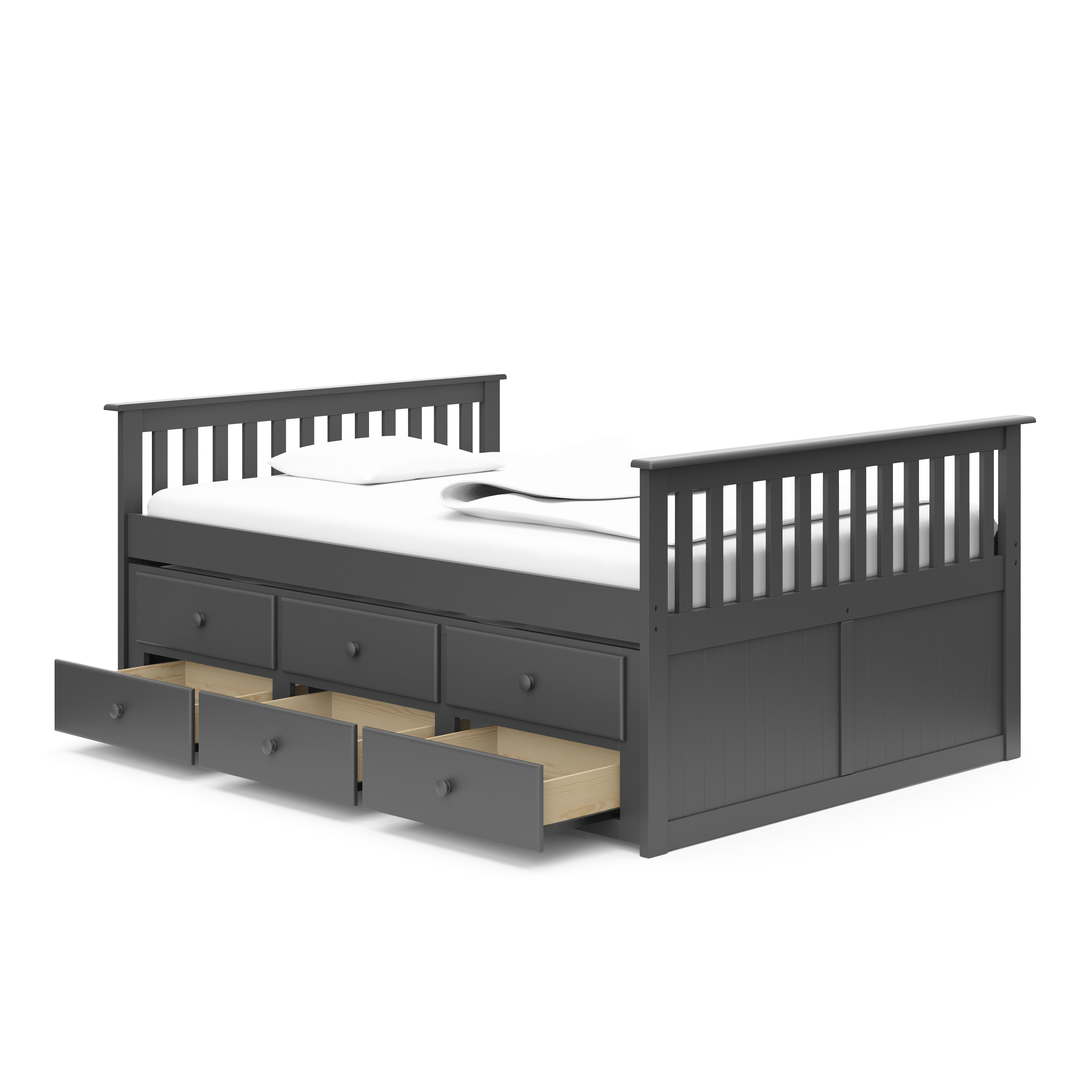 Storkcraft Marco Island Full Captain’s Bed with Twin Trundle, Gray