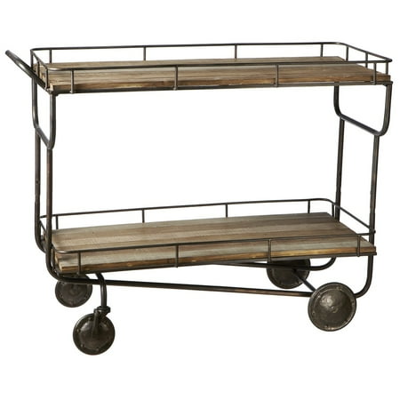 Dark Brown And Black Metal Two Tier Cart On Wheels 47 Dark Brown And Black Metal Two Tier Cart On Wheels 47