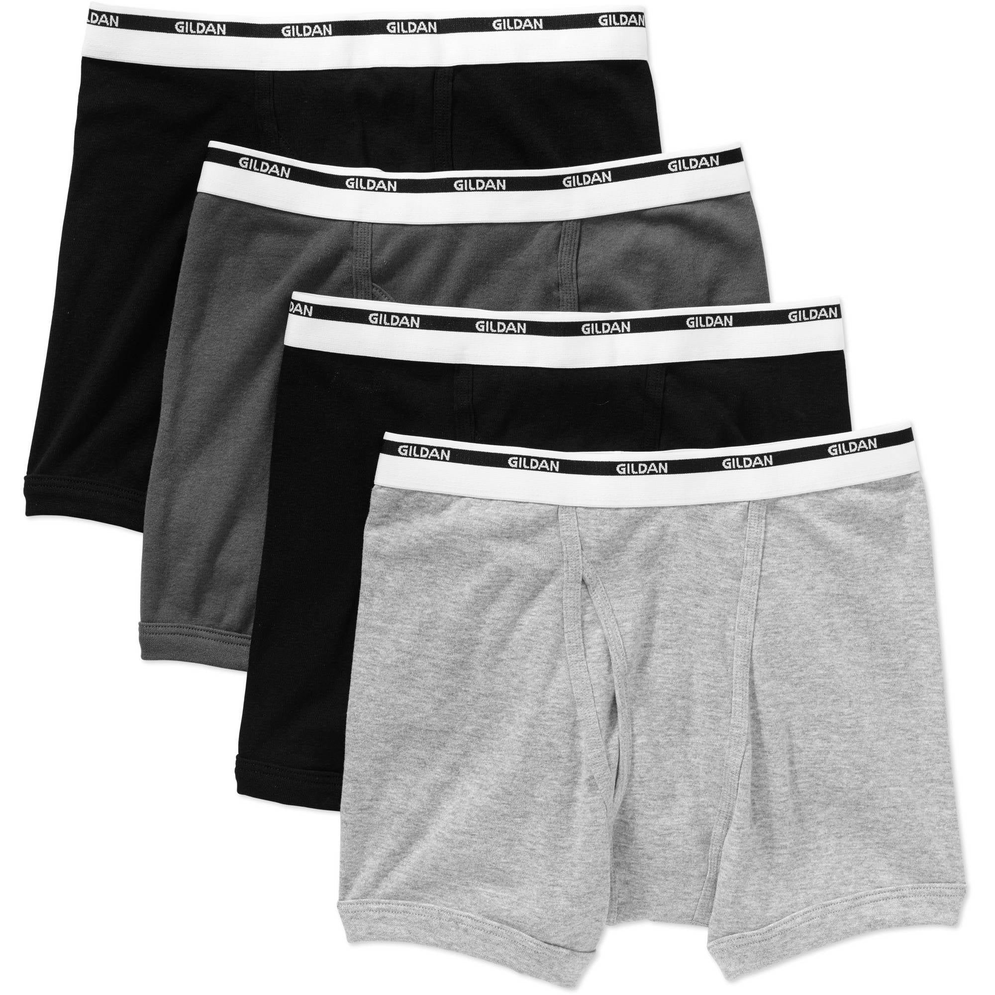 Gildan - Men's Black and Grey Boxer Brief Underwear, 4-Pack Color May ...
