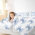 thumbnail image 4 of Feelyou Blue Princess Bowknot Full Size Comforter Sets for Kids, Initial T Letter Bedding Comforter Set, Watercolor Ribbon Reversible Bedding Sets, Luxury Bedroom Decor, 3-Piece, 4 of 8