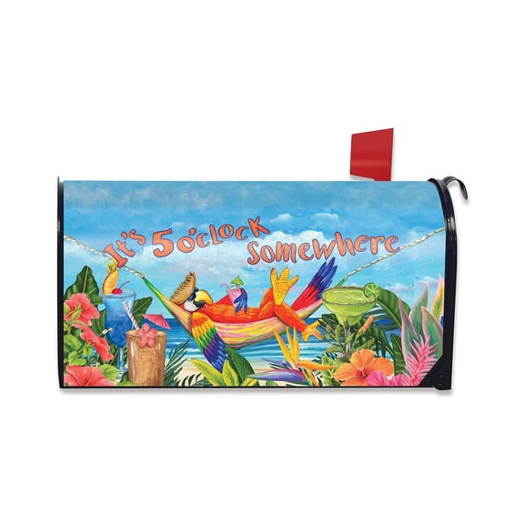 Briarwood Lane Mailbox Cover  - Standard Size - 5 O'clock Parrot Summer Magnetic For Summer Mailbox Cover