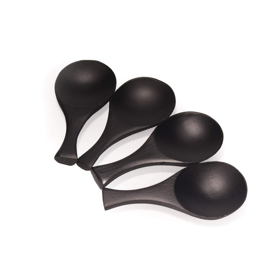 BambooMN - 3.5" Small Solid Bamboo Round Scoop - Black - 10pcs