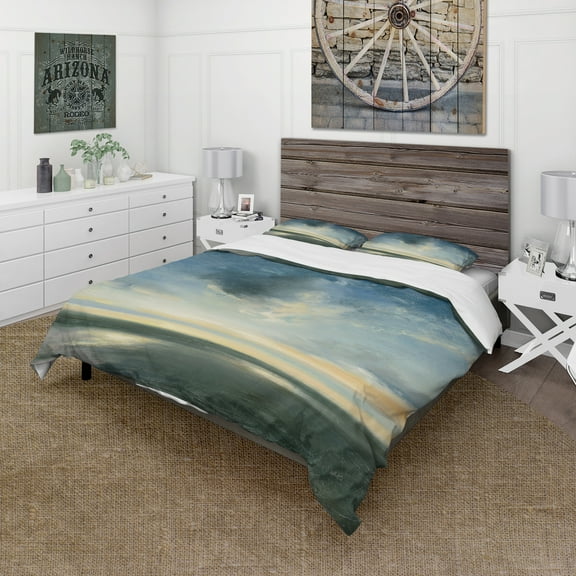 Designart 'Blue Coastal Sunrise' Cottage Duvet Cover Set