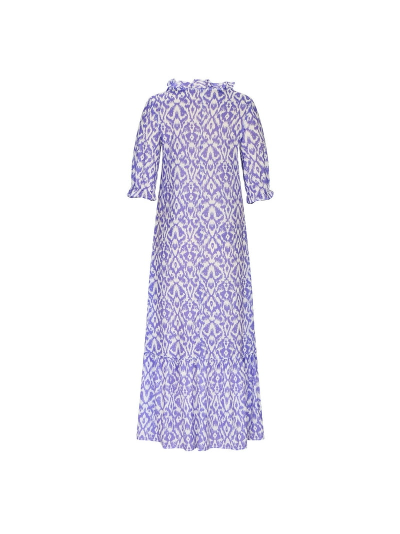 ladies dresses with three quarter sleeves Poteti Ladies Summer Dresses Casual Three-quarter Sleeve Date Night Midi Dresses Fashion V-neck Printed Flowy Long Dresses, Women's, Size: