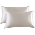 thumbnail image 1 of Funda de almohada de satén para cabello y piel, paquete de 2 fundas de almohada de seda, tamaño Queen (51*66 cm), juego de 2 con cierre tipo sobre (beige), 1 of 5