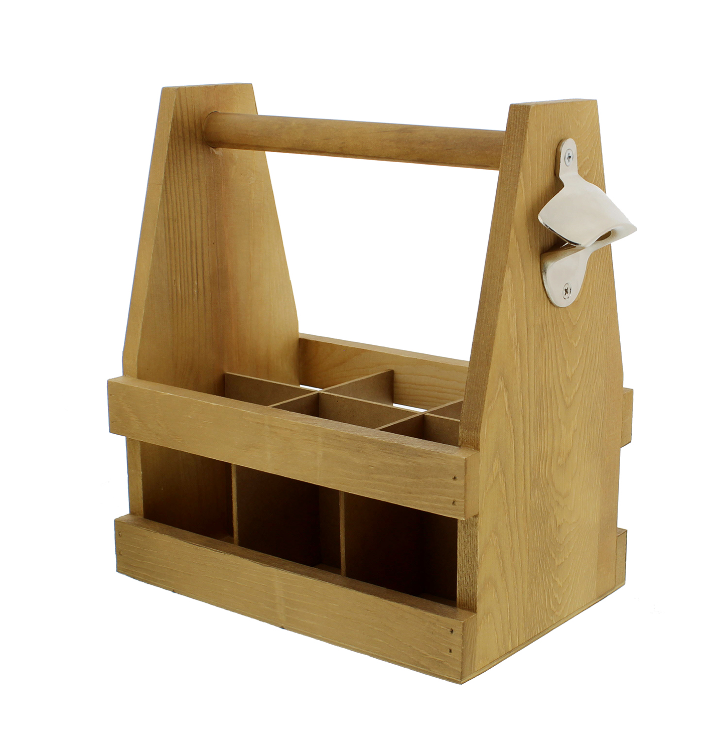 Beer Caddy Natural Wood Bottle Carrier 6Pack Beer & Soda Glass Bottle