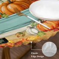 thumbnail image 3 of Thanksgiving Round Tablecloth, Fitted Table Cover with Elastic for 55"-60" Round Tables, Retro Pumpkin Truck Maple Leaf Branch Table Cloth Outdoor Indoor Dinning Party Waterproof Tablecloths, 3 of 7